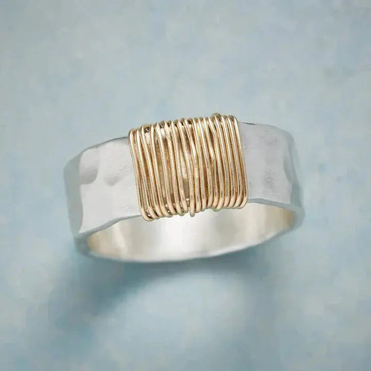 Vintage-Goldfäden-Silber-Ring